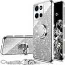 for Moto G Stylus 5G 2026/Motorola G Stylus 5G 2025/Edge 60 Stylus Phone Case (6.7-inch) with Ring Stand Lanyard Girls Women Men Cute Glitter Soft TPU Shockproof Protection Cover - Silver