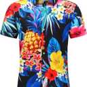 Men's Hawaiian Shirt Tops Vintage Short Sleeve Button Down Beach Shirt Male Tropical Floral Summer Pullover Party Holiday (S)