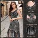 FEPITO 1920s Flapper Dresses for Women, Fringed Sequin Great Gatsby Dress for Women with 20s Accessories, Roaring 20s Costume (Black)