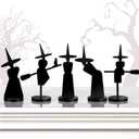 5 Pcs Halloween Decorations Indoor Halloween Witch Figurines Set Black Metal Halloween Witches Decor Stylish Witch Scene Figurine Standing Decor for Witch Sabbath Home Table Shelf