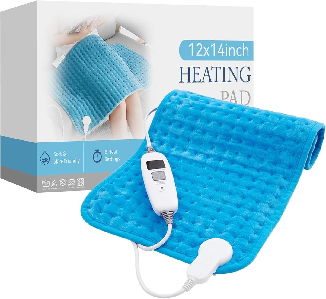 HYLEORY Heating Pad for Back,Neck,Cramps Pain Relief - 6 Heat Settings,Auto Shut Off,Moist Heat Options for Electric Heating Pad,Machine Washable,Gifts for Women,Black,12" x 24"