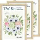 12x18 Poster Frame Set - 3 Pack - Natural Oak Wood - Tempered Glass - for Wall Photos, Family Memories, Posters & Puzzles, Home Decor
