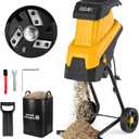 15-Amp 3-Blade Electric Wood Chipper Shredder, Effortlessly Shred 1.8" Branches with 30% Faster Mulching & 1.5mm Fine Chips, 45L Collection Bag for Yard Waste, Twigs, Leaves & Composting