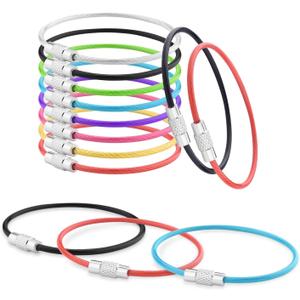 CooBigo 16 Pack Stainless Steel Loops 2mm Coated Wire Keychain Cable Large Keyrings 6 inch Key Chain for Luggage Tags, Key Tags, Keyrings, Kitchen Utensils, Duster-Assorted Colors