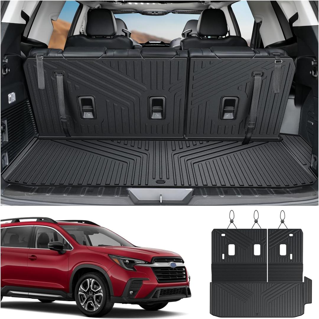 Cargo Mat with Backrest Mats for 2019-2024 2025 Subaru Ascent 7/8 Passenger Accessories, All-Weather TPE 3rd Backrest Mat Trunk Mat Cargo Liner Protector(Cargo Mat with Backrest Mats)