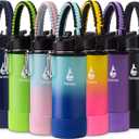 Farsea Insulated Water Bottle With Paracord Handle, Protective Boot and 2 Lids (Straw Lid & Spout Lid), Stainless Steel Water Bottle Wide Mouth, Double Wall Sweat-Proof BPA-Free, 18 oz (Ocean)