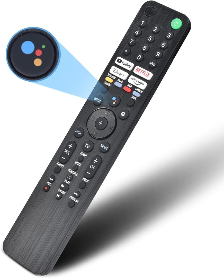 Voice Remote Replacement for Sony Smart TV Control:Comptible for 2019-2025 Sony Bravia OLED LED 4K 8K UHD,for Android Google TV with Shortcuts YouTube and Dinsey+ etc. (Silver)