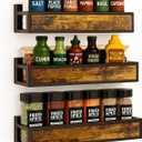 Spice Rack Wall Mount 3 Pack, Space-Saving Seasoning Organizer,Screw or Adhesive Hanging Spice Rack Organizer for Kitchen Cabinet and Wall (Engineered Wooden) (Black)
