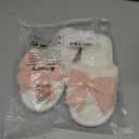 Verdusa Women's Cute Bow Fuzzy Open Toe Indoor Home Slippers Furry Outdoor Slippers White Pink 6.5