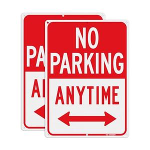 T&R No Parking Anytime Sign - 2 Pack - 14 x 10 Inches Rust Free .040 Aluminum Reflective - UV Protected, Waterproof, Weatherproof and Fade Resistant - 6 Pre-drilled Holes
