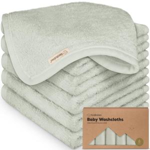 6-Pack Baby Washcloths  Soft Absorbent Viscose from Bamboo Washcloths for Face, Body, Baby Towels for Newborn, Kids, Toddlers, Infant, Gentle on Sensitive Skin, 10x10 Reusable Face Towels (Dove)