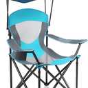 ALPHA CAMP Heavy Duty Canopy Lounge Chair Sunshade Hiking Travel Chair with Cup Holder (Enamel Blue)