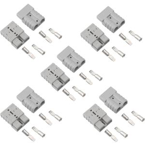10 Pcs 6-8 Gauge 50 Amp Battery Quick Connect/Disconnect, 12V Jumper Cable Plug Wire Connector Kit for Recovery Winch, Forklift, Towing Systems(Grey)