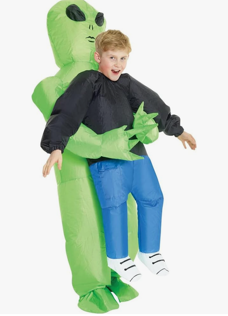 Morph Kids Inflatable Alien Costume, Blow Up Alien Outfit for Children, Abducted by Aliens Dress Up Costume, One Size