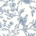 5 x Safiyya Contact Paper Blue White Wallpaper Peel and Stick Modern Floral Birds Wallpaper Self Adhesive Boho Flower Wall Paper for Walls Vinyl Rolls 78.7"x17.3"