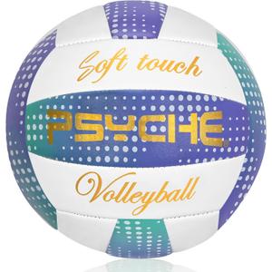 Wisdom Leaves Volleyball Official Size 5,Soft Volleyball for Kids,Youth,Adults Indoor Outdoor Beach Park Games PlayBest Gifts  (green purple-Dot)