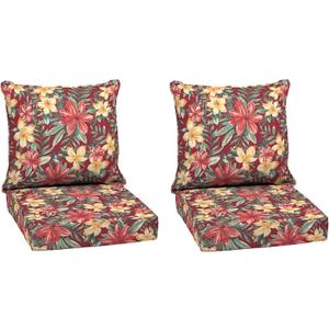 Arden Deep Seat Outdoor Chair Cushion Set (2-Pack), 24 in x 24 in, Weather-Proof, Rain-Proof, Fade Resistant Patio Cushion Set for Chair, Sofa, and Couch Ruby Clarissa