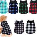 Rbenxia 6 Piece Buffalo Plaid Dog Sweater Set Soft Fleece Vest & Pullover Jacket with Leash Ring for Puppy, Cat Small Dog Pets Warm Winter Outfits (Red, Green, Blue, Black, Bright Blue, Gray, Small)