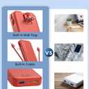 Nusyddy Portable Charger, 10000mAh PD20W Fast Charging Power Bank with Built-in Cables & Wall Plug, Travel Essentials External Battery Pack, USB C Battery Phone Charger for iPhone, iPad, Samsung Red
