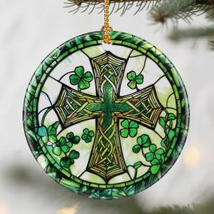 St. Patrick's Day Celtic Cross Christmas Ornaments: Christmas Tree Ornaments, Irish Holiday Decor, Stocking Stuffers, Christian Gifts, Religious Gifts, Cross Gift & Irish Shamrock Gift
