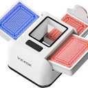 Automatic Card Shuffler for 1-2 Decks Dual Motor Not Stuck Card Automatic Sensing Function Rechargeable Card Shuffler Low Noise Card Shuffler for Poker Uno,Bridge,Spades,Card Games