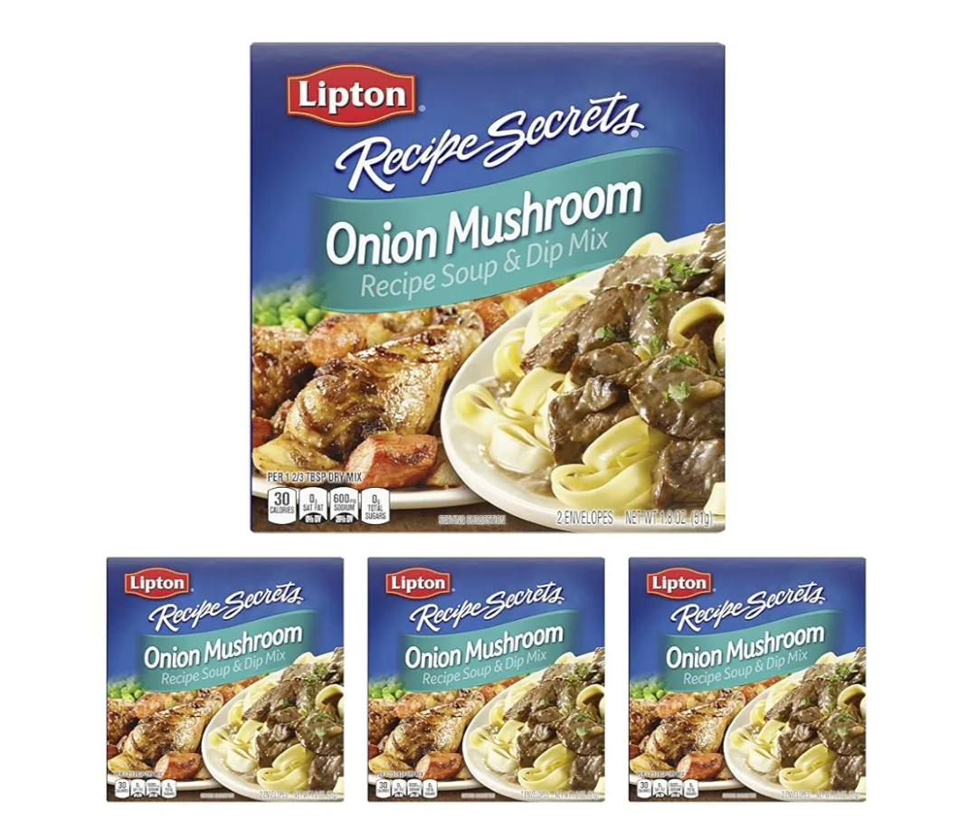 SOUP SECRETS Lipton Recipe Soup and Dip Mix For a Delicious Meal Onion Mushroom Great With Your Favorite Recipes, Dip or Soup Mix 1.8 oz (Pack of 12)