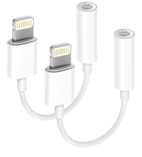 Seulliya [Apple MFi Certified 2 Pack Lightning to 3.5 mm Headphone Jack Adapter, iPhone Aux Adapter Converter Dongle Audio Cable Compatible with iPhone 14 13 12 11 X XS 8 7