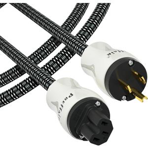 Preffair HiFi Audio Power Cable 4N OFC Copper AC Power Cord, Gold Plated 3 Pin US Plug/C15 Female, 125V/15A for CD/DVD/Mixer/Amplifier/DAC Recorder. (Gold Plated 12AWG, 1.0M / 3.3 Feet)