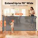 70 Inch Wide Retractable Baby Gate for Doorways, Extra Long Dog Gate Indoor Pet Gate Retractable Gate Outdoor Gates for Decks, Extra Long Baby Gates for Large Openings, Gray