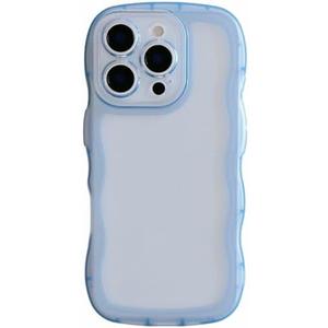 Cute Case for iPhone, Wave Frame Shape Soft Silicone Shockproof Protective Slim Phone Cover for Women Girls, Clear/Blue
