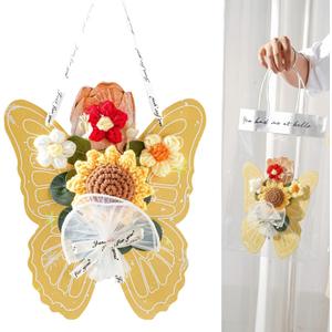 Crochet Flowers Sunflower Artificial Flowers, Handmade Knitted Faux Flower Included Gift Bag & Greeting Card for Birthday Gifts, Home Decoration, Gifting to Friends and Family