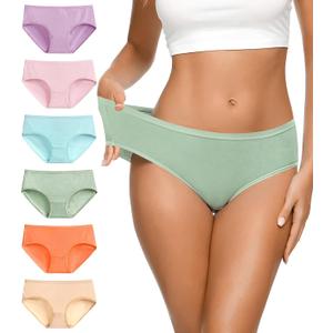 Eiggam Women's Cotton Bikini Panties,High-Cut Full Coverage Stretch Cool Underwear for Women, Smal