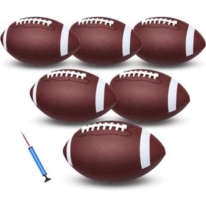 jiaonun Youth Size 6/Official Size 9 Footballs Bulk, Inflatable with Pump for Youth, Junior, Adult, College, High School, Regulation Size Football, American Football, Composite Leather Football