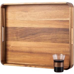 GinSent Wooden Serving Tray with Handles,Rustic Ottoman Tray for Kitchen Counter/Coffee Table/Living Room Decor,Versatile Tray for Party Picnic Barbecue