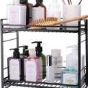 zccz 2-Tier Bathroom Organizer, Ideal as a Kitchen or Bathroom Countertop Organizer - Black Finish Makeup Organizer for Vanity - Black Finish Kitchen and Bathroom Storage Organizer (Matte Black)