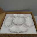 PLAPITATE Party Serving Trays and Platters, Ceramic Lazy Susan Serving Tray with Divided Sections Appetizer Rotating Serving Tray for Fruits, Veggies, Chips and Dip Serving Set