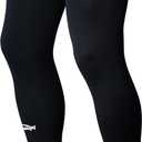 COOLOMG Sports Compression Leg Sleeve Basketball Football Long Knee Protection Knee Brace Undersleeve for Men & Women Youth (Large, Black Pair)