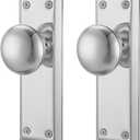 Door Knob Interior, Inactive Door Knobs for Closet, Antique Bifold Door Knobs Replacement, Single-Side Dummy Old Style Door Handle, Satin Brushed Nickel, 2 Pack