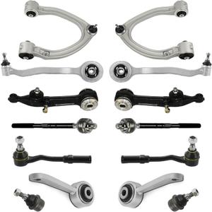 Suspension Front Control Arm Kit 14 Pcs Compatible with 2000-2006 Mercedes S Class W220 S350 S430 S500 S600 Upper and Lower Control Arm with Ball Joints, Tie Rod End, Sway Bar Link