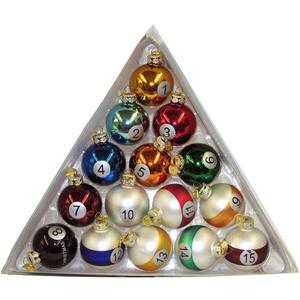 Kurt Adler 40mm Medallion Collection 15 Piece Glass Pool Balls