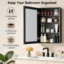 16 x 24 Inch Medicine Cabinet Recessed or Wall Mount Aluminum Bathroom Medicine Cabinet with Mirror and 3 Adjustable Shelves for Bedroom Entryway Dressing Room Apartment and Hotel Black