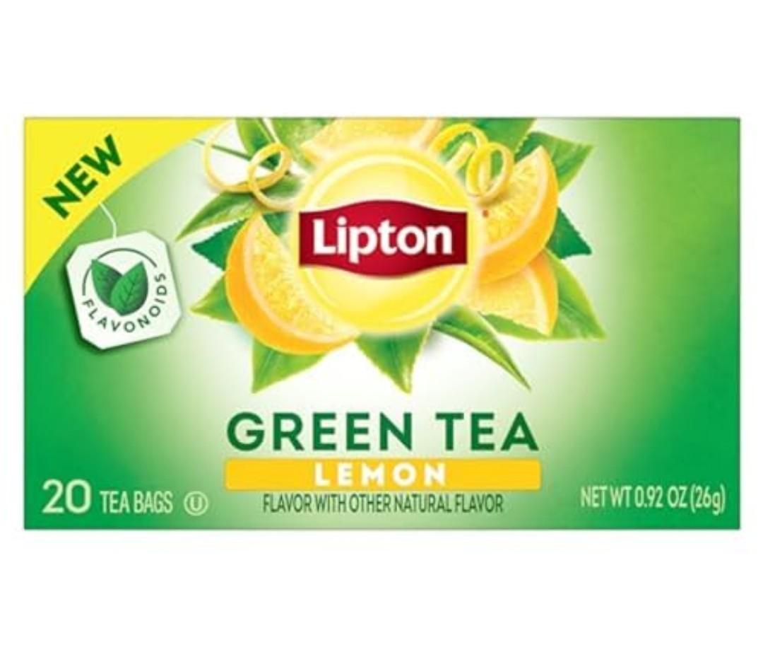 Lipton Lemon Green Tea Bags, Flavored, Unsweetened Teabags for Hot Tea or Iced Tea with Caffeine and Flavonoids, Tea Bags 6 PACK