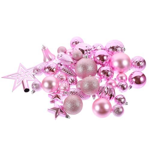 Healeved 45pcs Rose-Colored Hanging Ball Ornaments Set with Tree Top Star Decoration, Shatterproof Decorative Balls for Holiday Tree and Xmas Party Decor