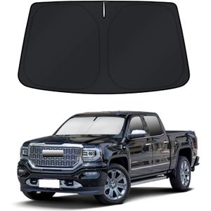 Sun Shade for 2019-2024 2025 2026 GMC Sierra 1500 2500 3500 SLT, AT4, Denali Pickup Accessories Windshield Sunshade Cover Front Window Shade Fit Sierra 1500 Sun Visor Protector Foldable Blocks UV Rays