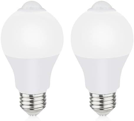 Motion Sensor Light Bulbs for Outdoor Indoor, 9W A19 Motion Detector Led Bulb, 60 Watt Equivalent, E26 800lm 5000K Daylight, Dusk to Dawn Motion Activated Security Lights for outside, Inside (2 Pack)