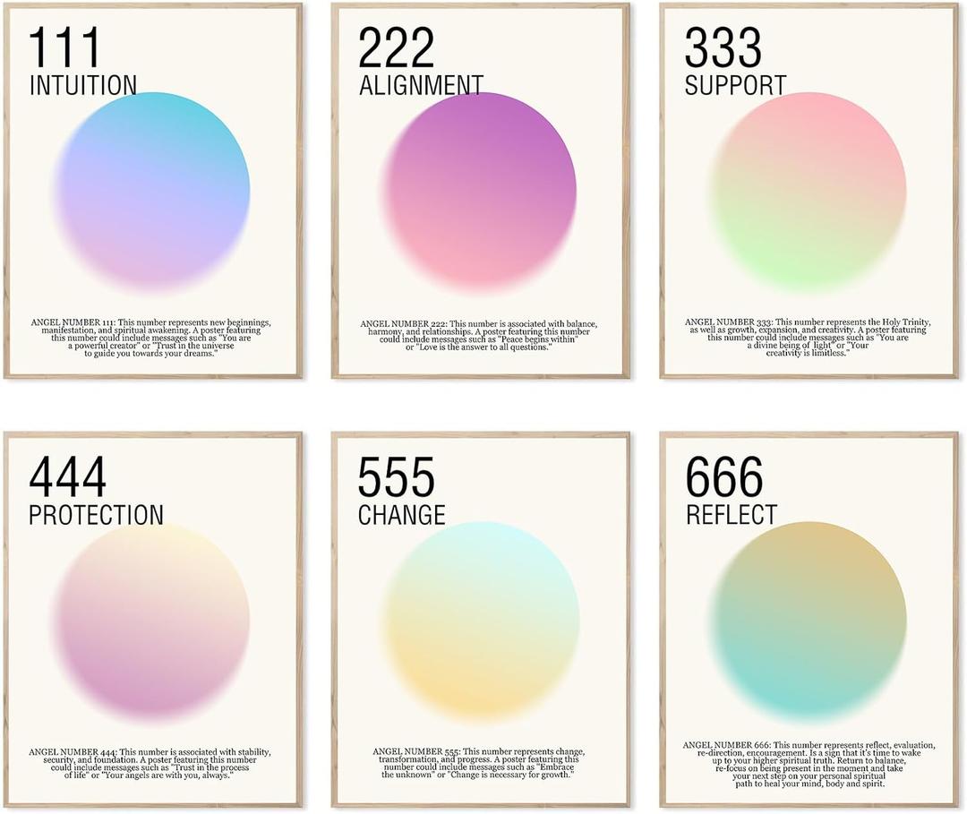 HoozGee Danish Pastel Aura Angel Numbers Poster for Room Aesthetic Minimalist Inspirational Quotes Canvas Wall Art Prints Bedroom Aesthetic Wall Decor (11"x14" UNFRAMED, Style D)