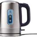 Basics Electric Stainless Steel Kettle for Tea and Coffee, BPAFree, Fast Boiling, Auto ShutOff, 1.1 Quarts, 1500W, Black and Silver