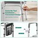 HOMEAL Seat Riser for Seniors with Bucket, Adjustable Raised Toilet Seat with Handles, Supports 450LBS, Heavy-Duty 3in1 Bedside Commode Chair for Any Toilet, Shower & Bedside (Grey, with Bucket)