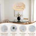 4-Light Large White Rattan Chandeliers, 22.8in Boho Coastal Pendant Lights, Woven Hemp Rope Hanging Ceiling Lights, 3-Tier Wicker Lighting Fixture for Kitchen Island, Dining Room, Living Room