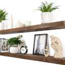 XWNE Floating Shelves 60 inch Long 8 "deep Set of 2, Heavy Duty Wood Wall Mounted Shelves for Bathroom Living Room Kitchen,Book Shelves with Thickened Hidden Bracket-Distressed Walnut